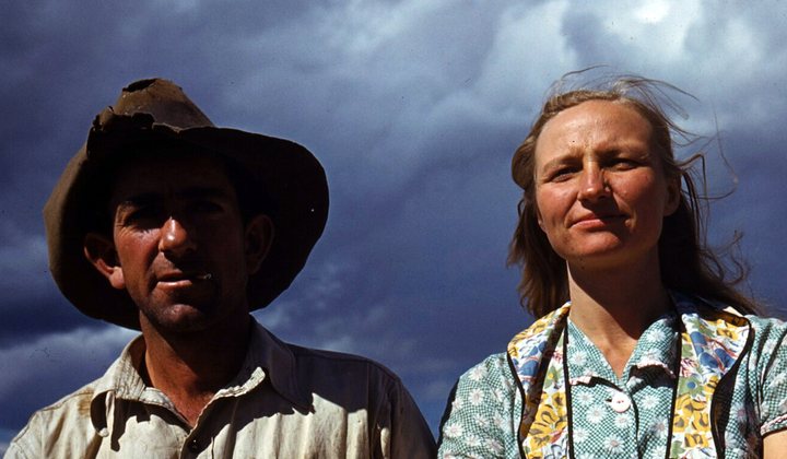 A restored portrait of a couple, gently moving